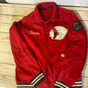 Mens Red Vintage Ralph Lauren Polo Indian Head Jacket